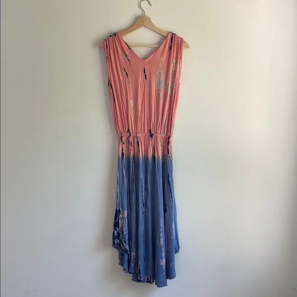 Boston Proper Pink Asymmetrical Ruched Sundress - Picture 3 of 6